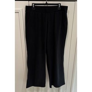 Logo Lounge Black Fleece Pull On Pants Womens Size Large Pockets Cozy Minimalist